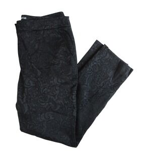 Apt 9 Dress Pants Black Straight Modern Fit Brocade Pattern Women's Size 12